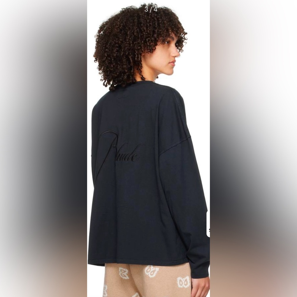 Rhude Black Long Sleeve Embroidered Logo Shirt XS